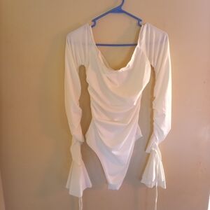 SHEIN White Ruched Bodysuit